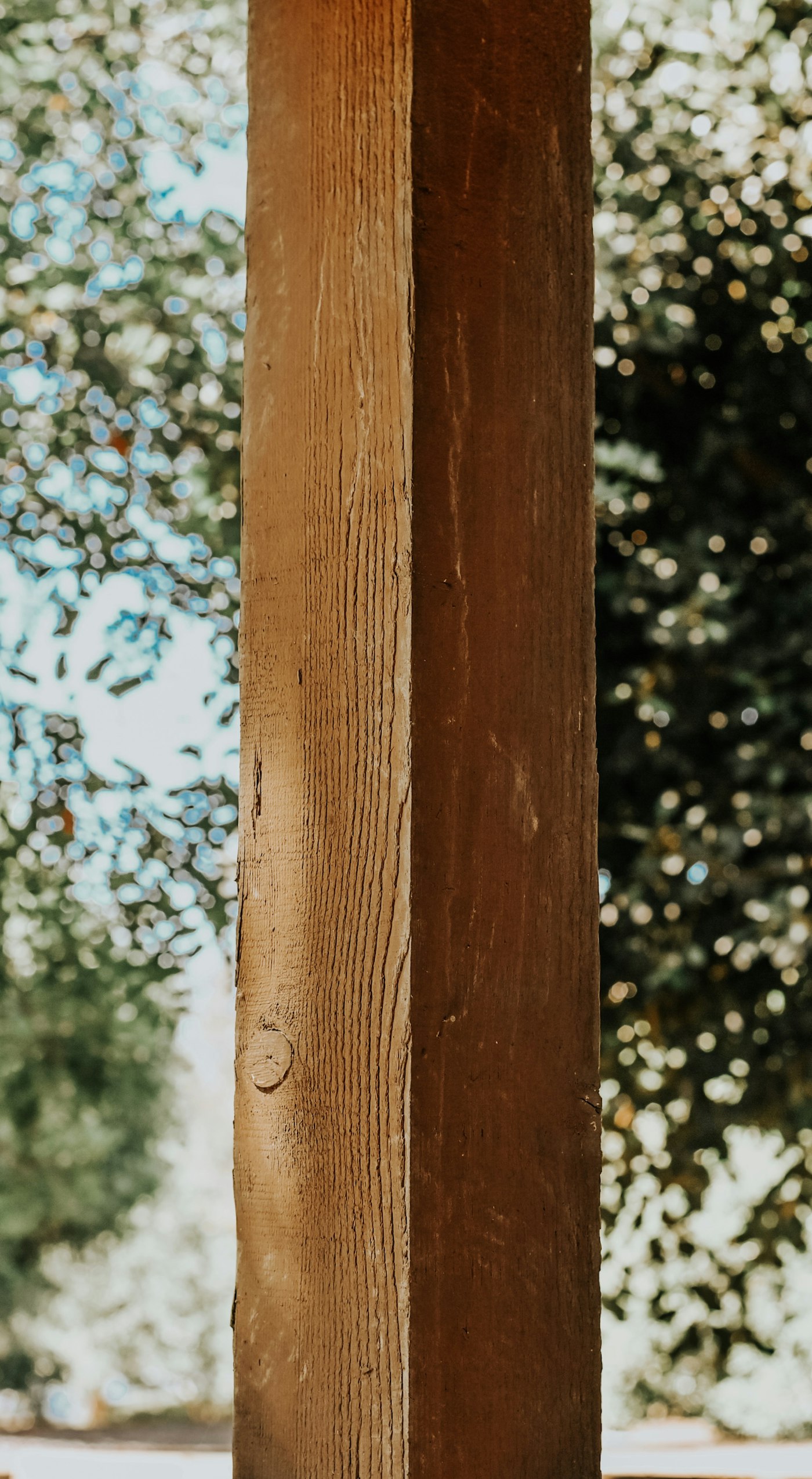 Restored timber post with natural woodcare finish